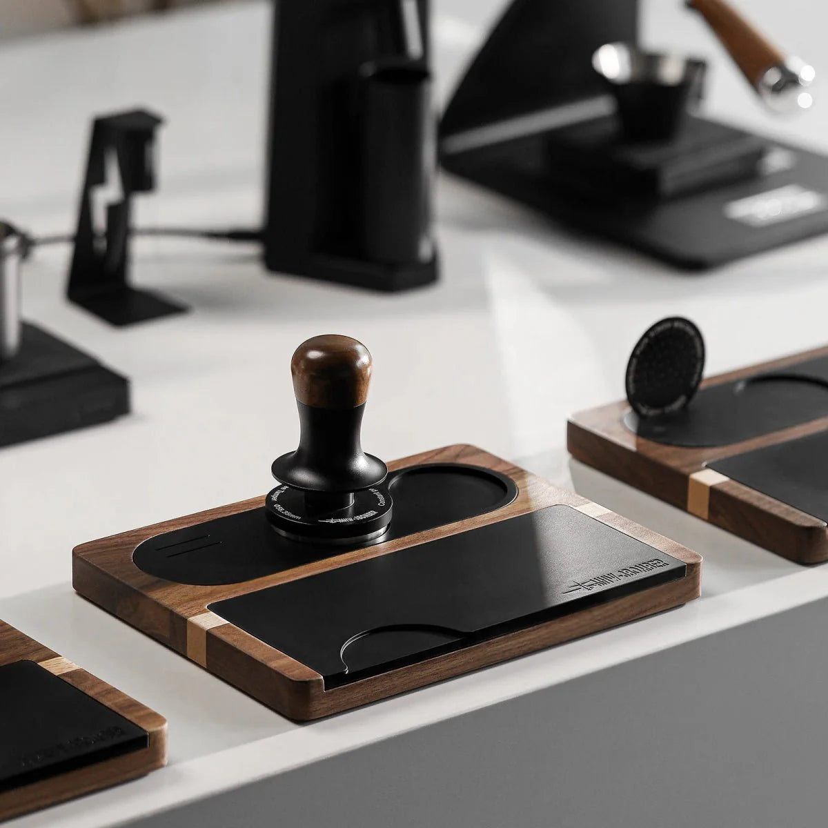 Espresso Tamping Station - Wood with Silicone Pad