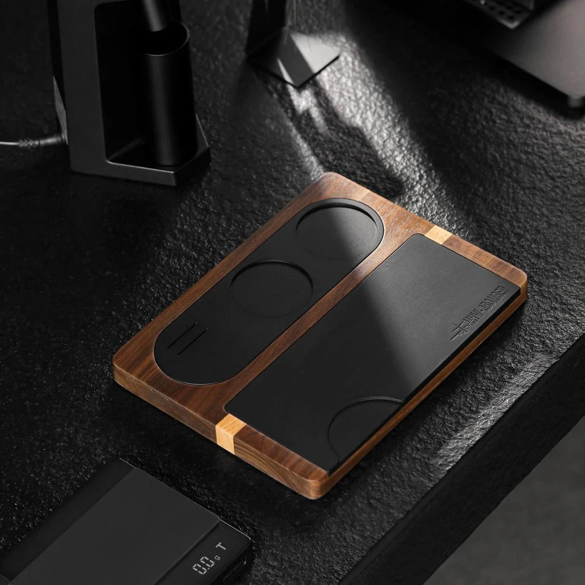 Espresso Tamping Station - Wood with Silicone Pad