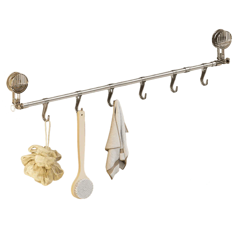 Extendable Suction Towel Rack with Hooks