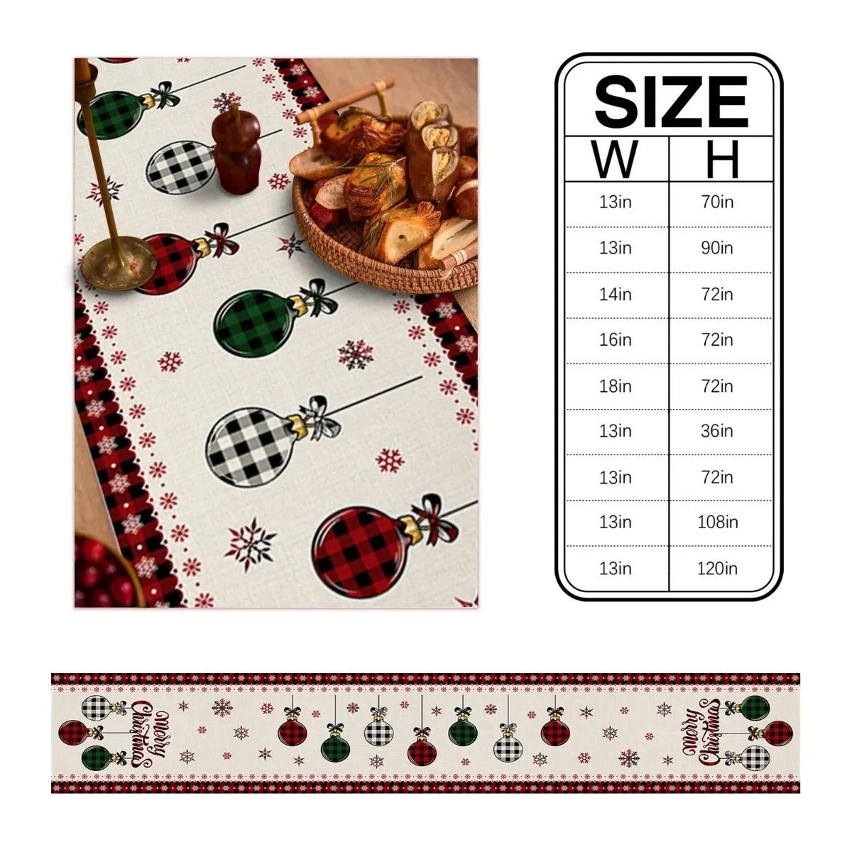 Festive Christmas Table Runner - Linen Holiday Decor