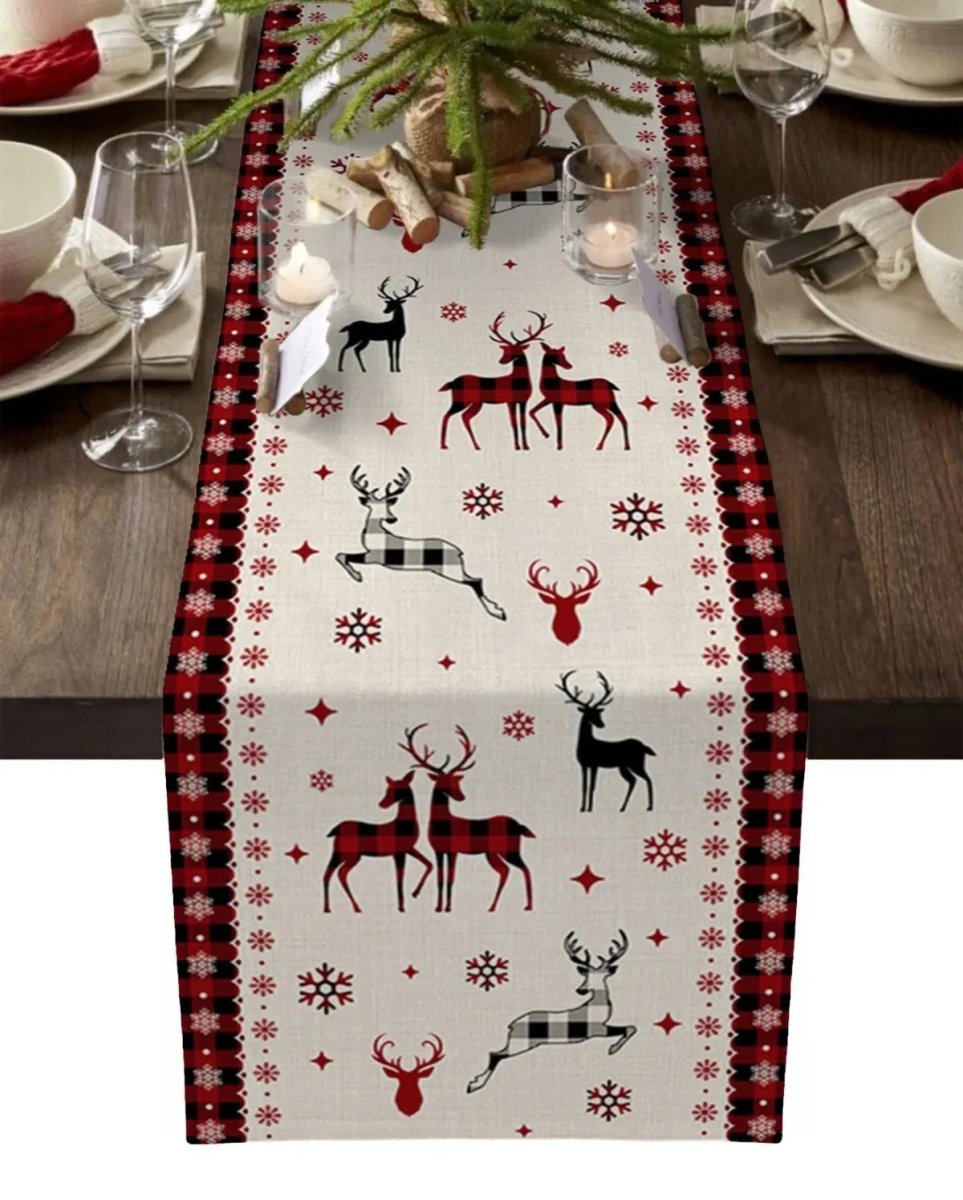 Festive Christmas Table Runner - Linen Holiday Decor
