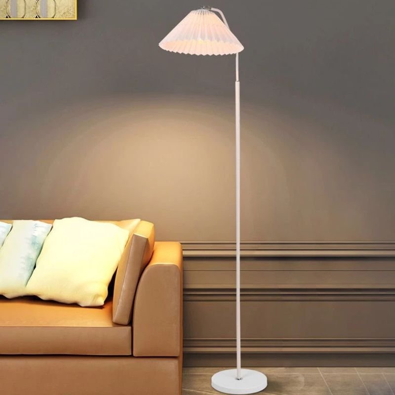Floor Lamp with Pleated Fabric Shade