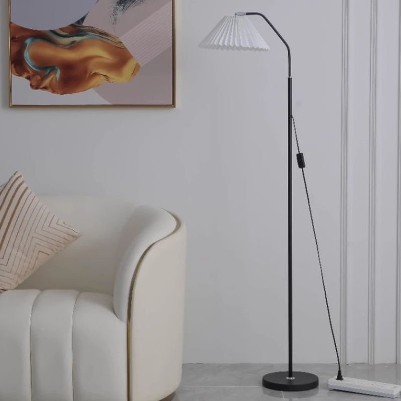 Floor Lamp with Pleated Fabric Shade