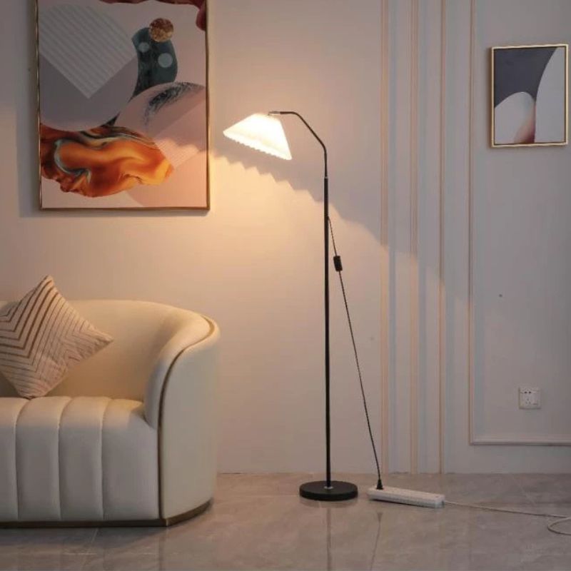 Floor Lamp with Pleated Fabric Shade