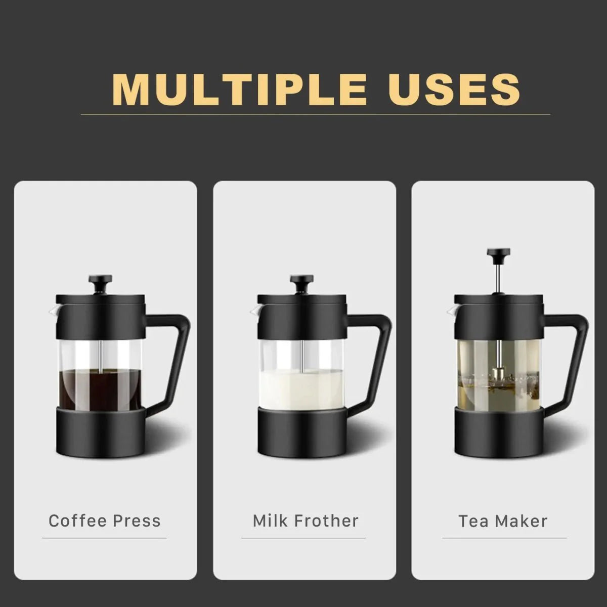 French Press Coffee Maker - Borosilicate Glass