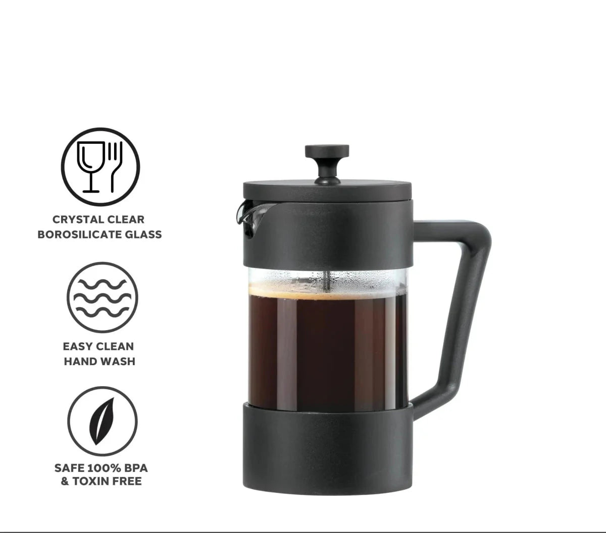 French Press Coffee Maker - Borosilicate Glass