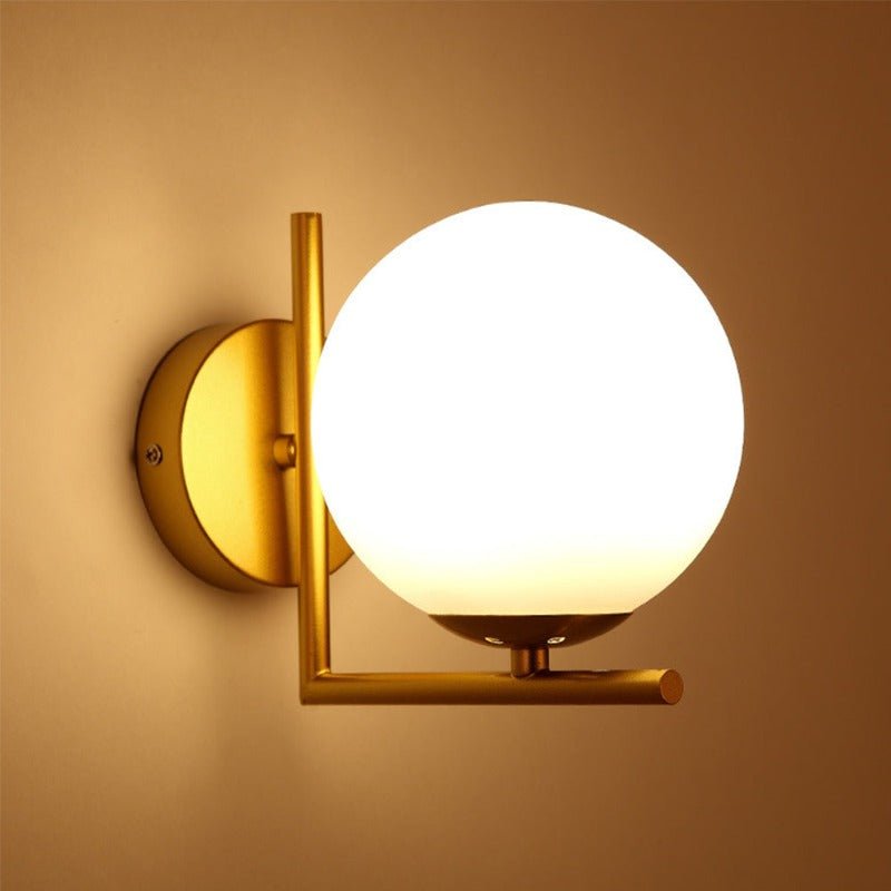Glass Orb Wall Sconce with Metal Frame