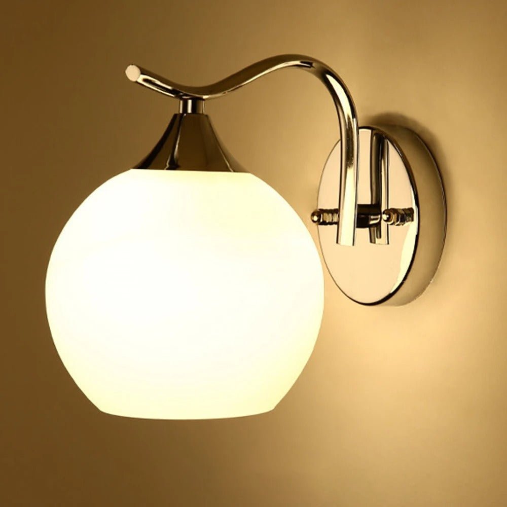 Glass Orb Wall Sconce with Metal Frame