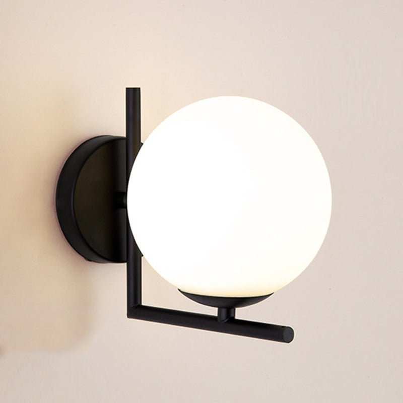Glass Orb Wall Sconce with Metal Frame