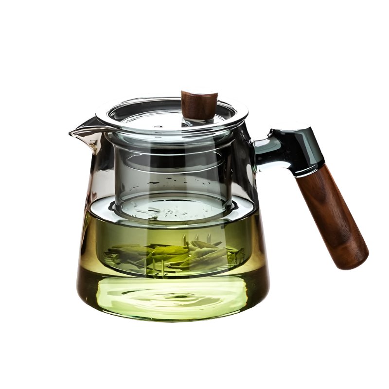 Glass Teapot with Infuser - 600 ml with Wooden Handle