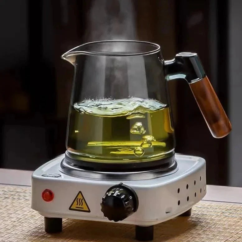 Glass Teapot with Infuser - 600 ml with Wooden Handle