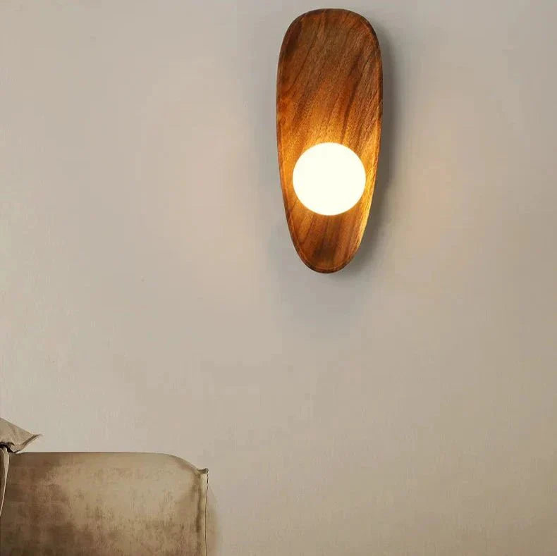 Globe Wall Light with Solid Wood Base