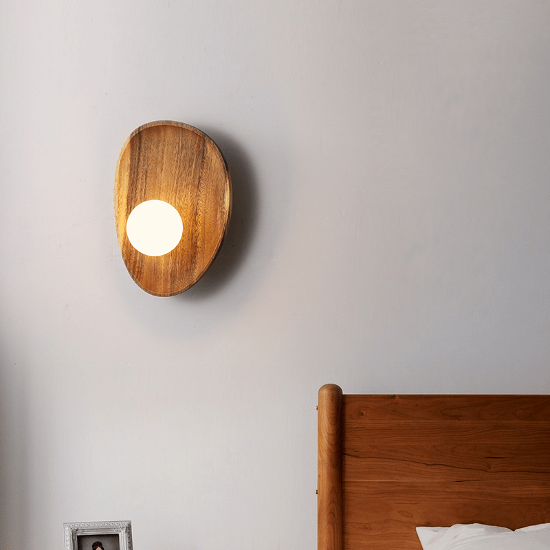 Globe Wall Light with Solid Wood Base