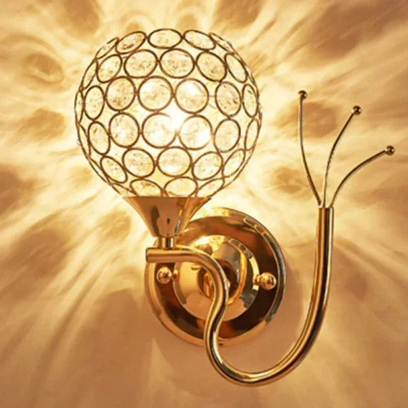 Gold Crystal LED Wall Sconce with Globe Shade