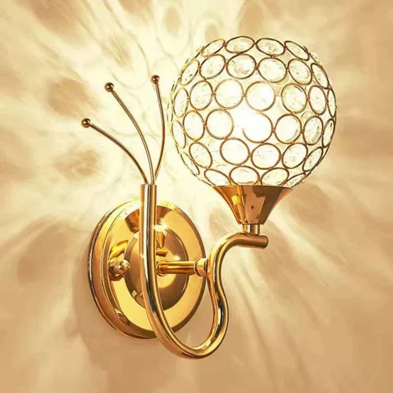 Gold Crystal LED Wall Sconce with Globe Shade