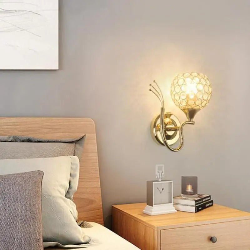 Gold Crystal LED Wall Sconce with Globe Shade