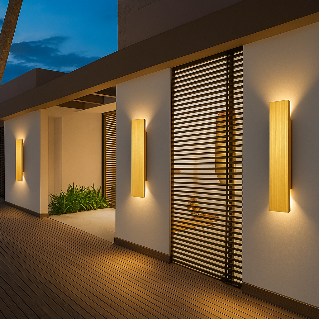 Golden Weatherproof LED Wall Lights - Outdoor Style and Durability