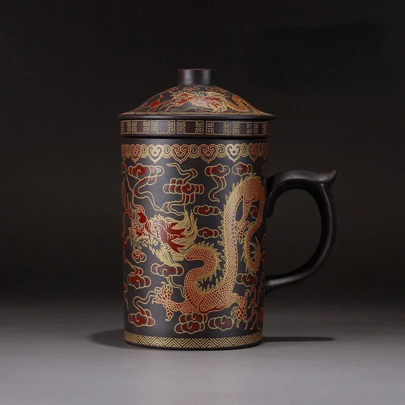 Handmade Clay Tea Mug - Chinese Design