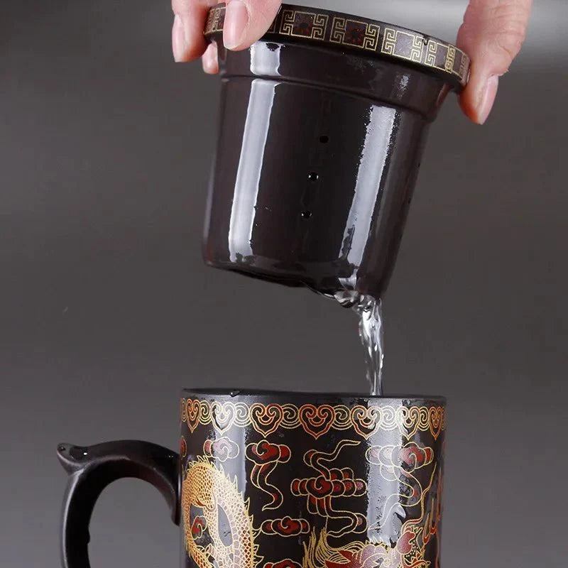 Handmade Clay Tea Mug - Chinese Design