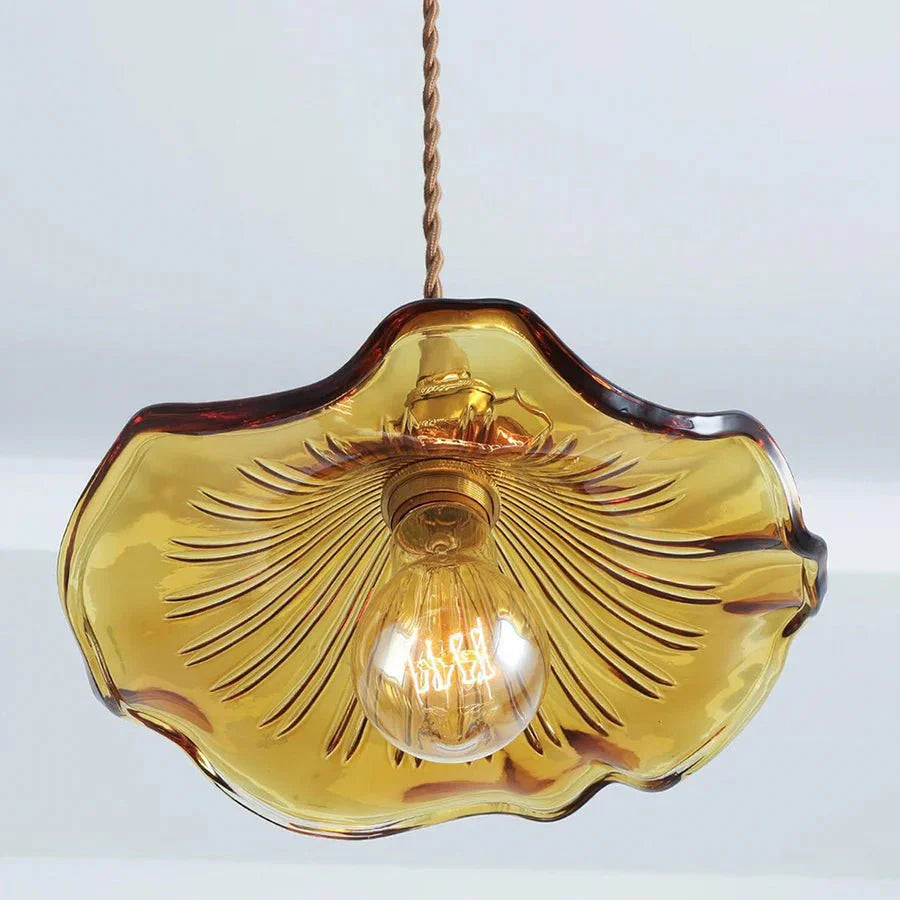 Hibiscus Flower Scalloped Glass Pendant Light