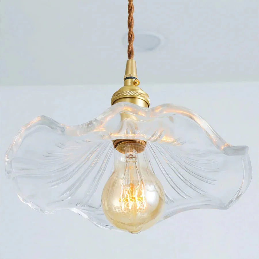 Hibiscus Flower Scalloped Glass Pendant Light