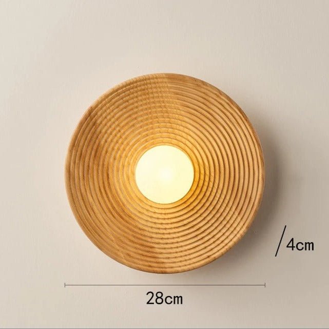 Japandi Round Wood Wall Sconce