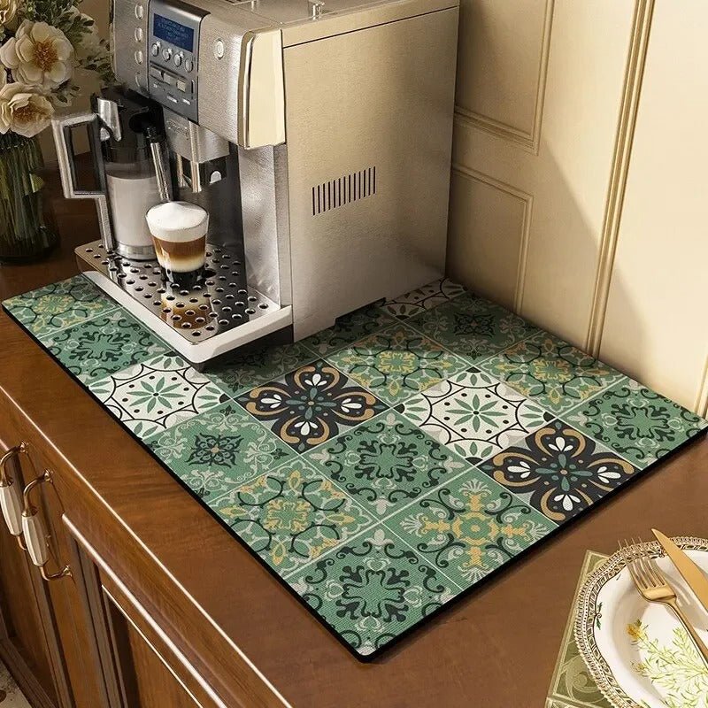 Kitchen Counter Mat - Washable and Absorbent Floral Design