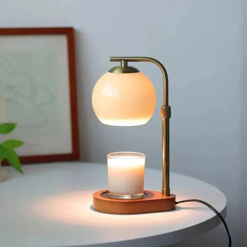 Metal and Wood Candle Warmer Lamp