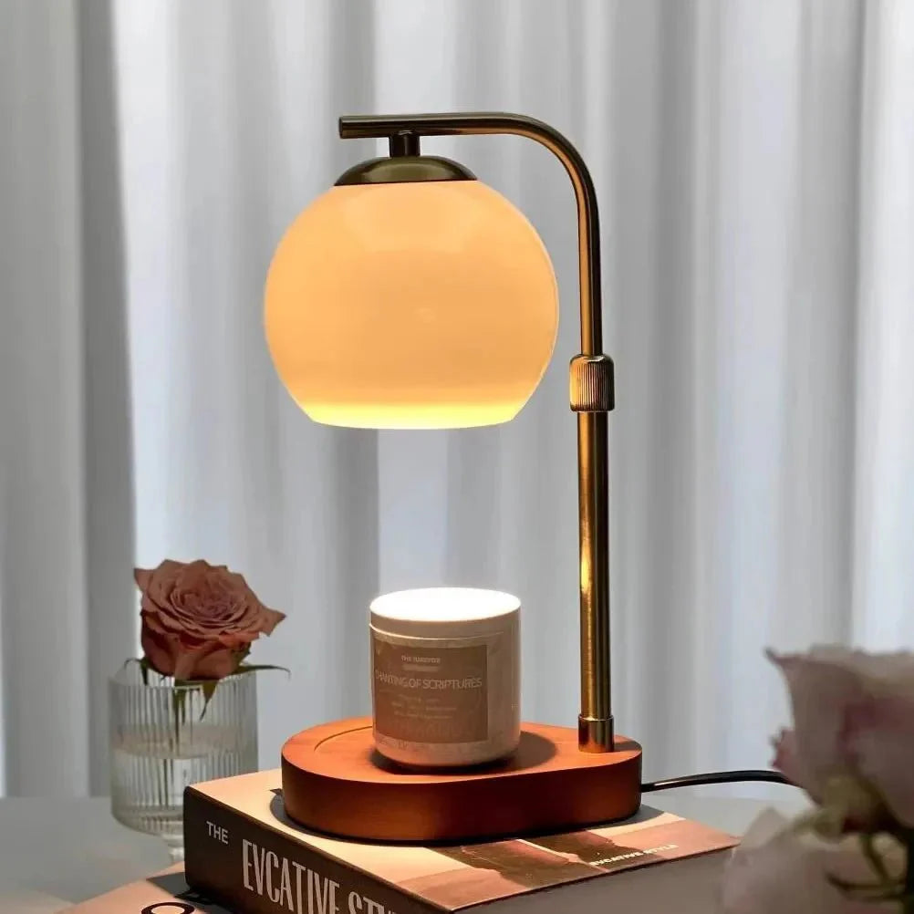 Metal and Wood Candle Warmer Lamp
