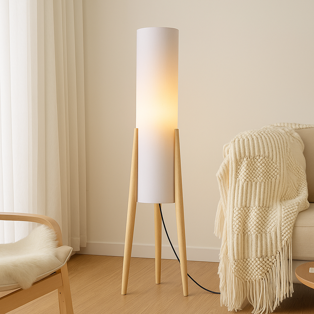 Natural Wood Floor Lamp | Boho Standing Light