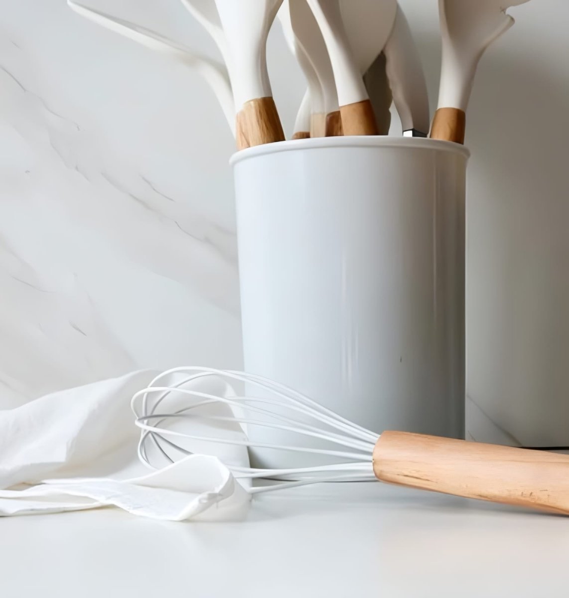 Nonstick Silicone Cooking Utensil Set with Wooden Handles