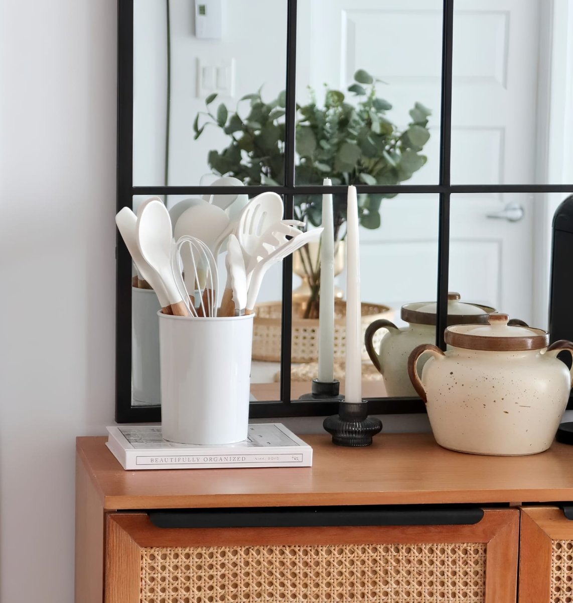 Nonstick Silicone Cooking Utensil Set with Wooden Handles