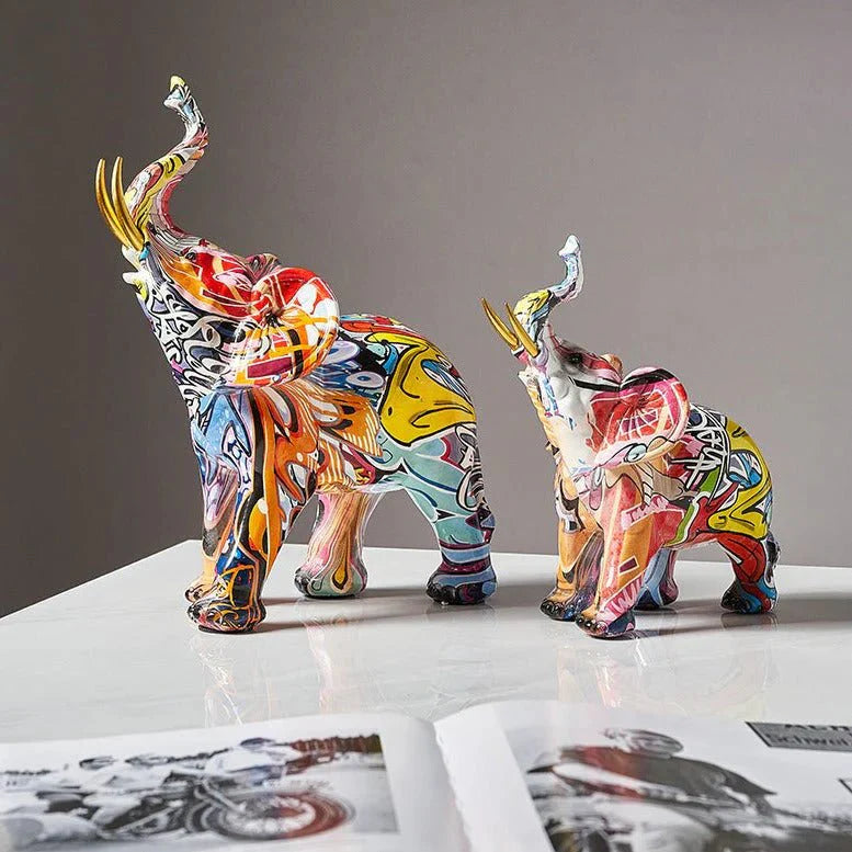 Nordic Painted Elephant Statue