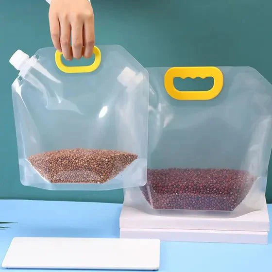 Portable Transparent Grain Storage Bags by Lattea