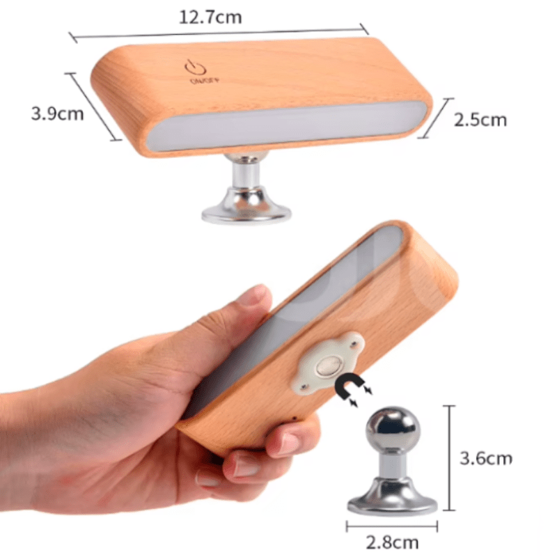 Rechargeable 360° Rotatable Wooden LED Wall Light
