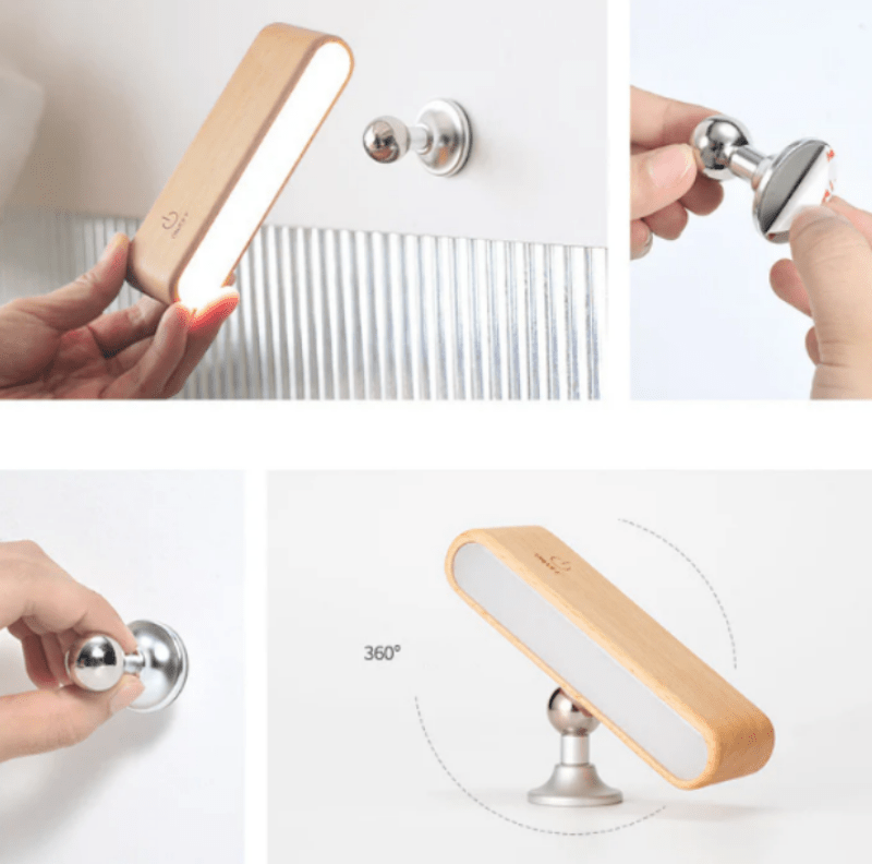 Rechargeable 360° Rotatable Wooden LED Wall Light