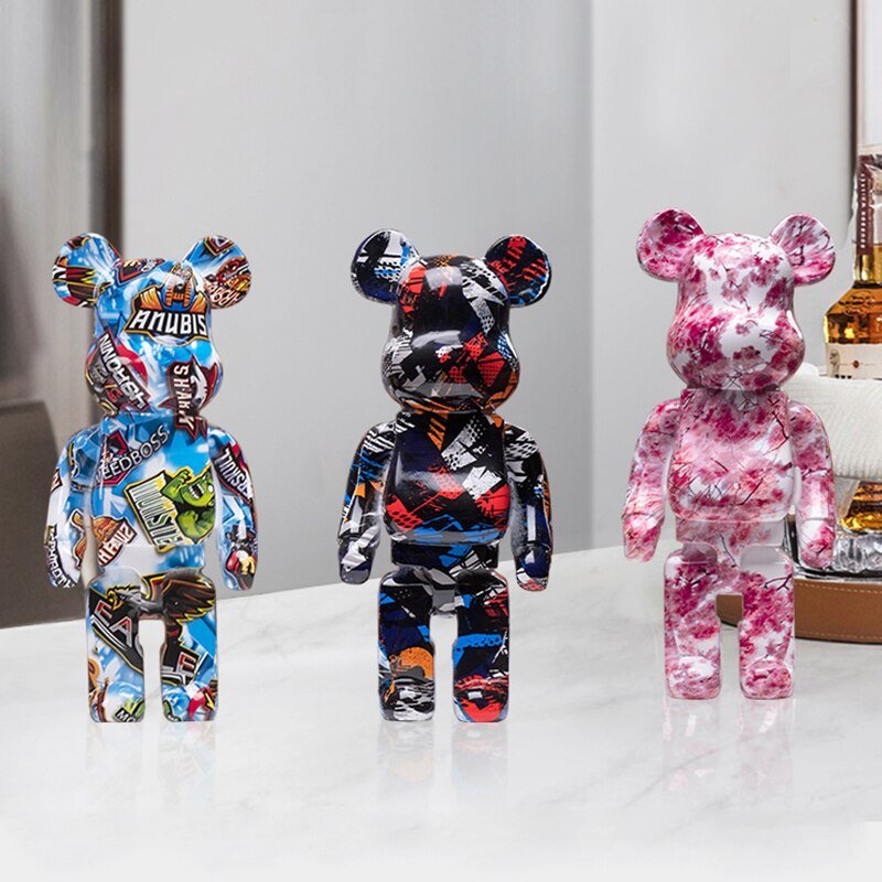 Resin Bear Sculpture with Graffiti Street Art Design