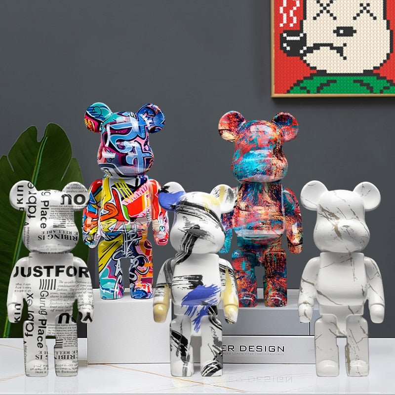 Resin Bear Sculpture with Graffiti Street Art Design