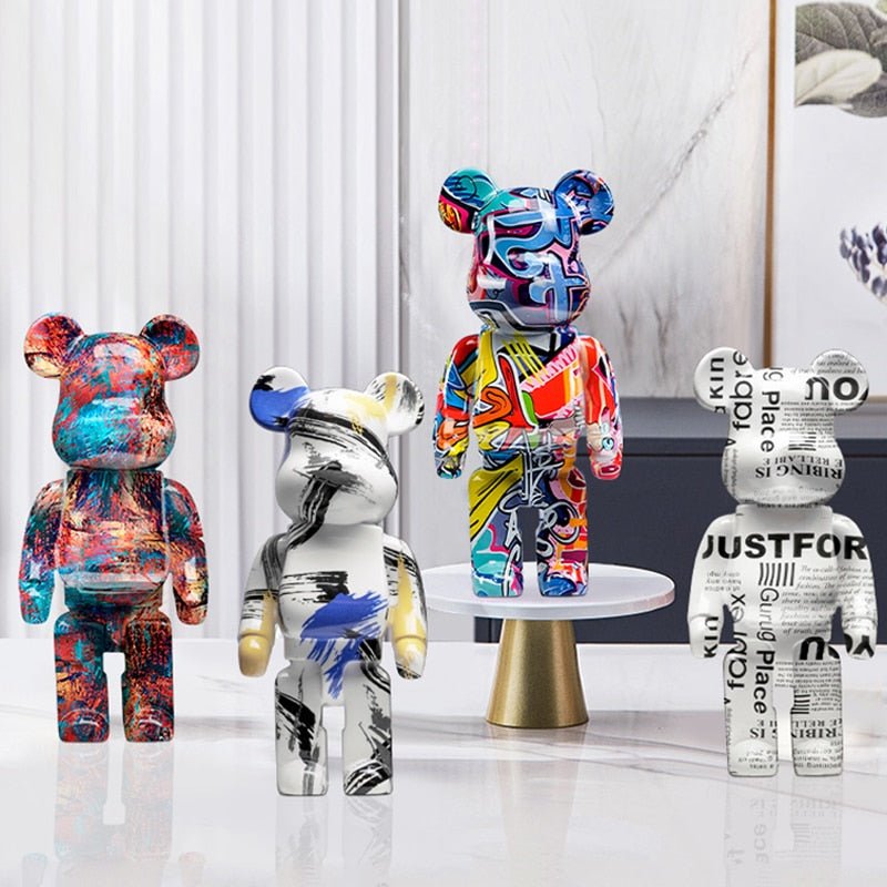 Resin Bear Sculpture with Graffiti Street Art Design