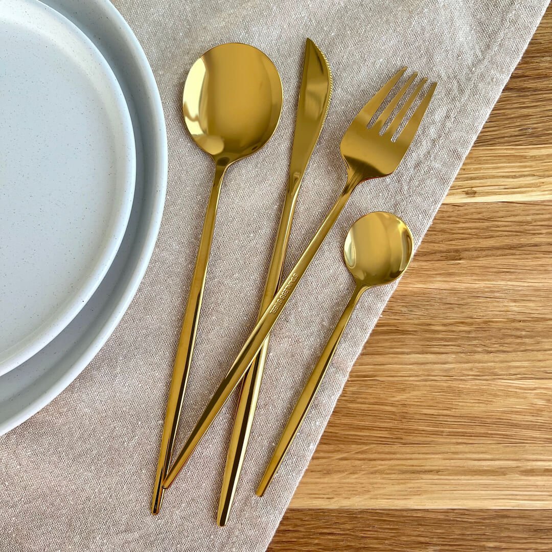Sleek Golden Flatware 24 pc Set