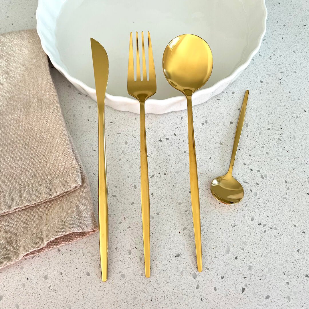 Sleek Golden Flatware 24 pc Set