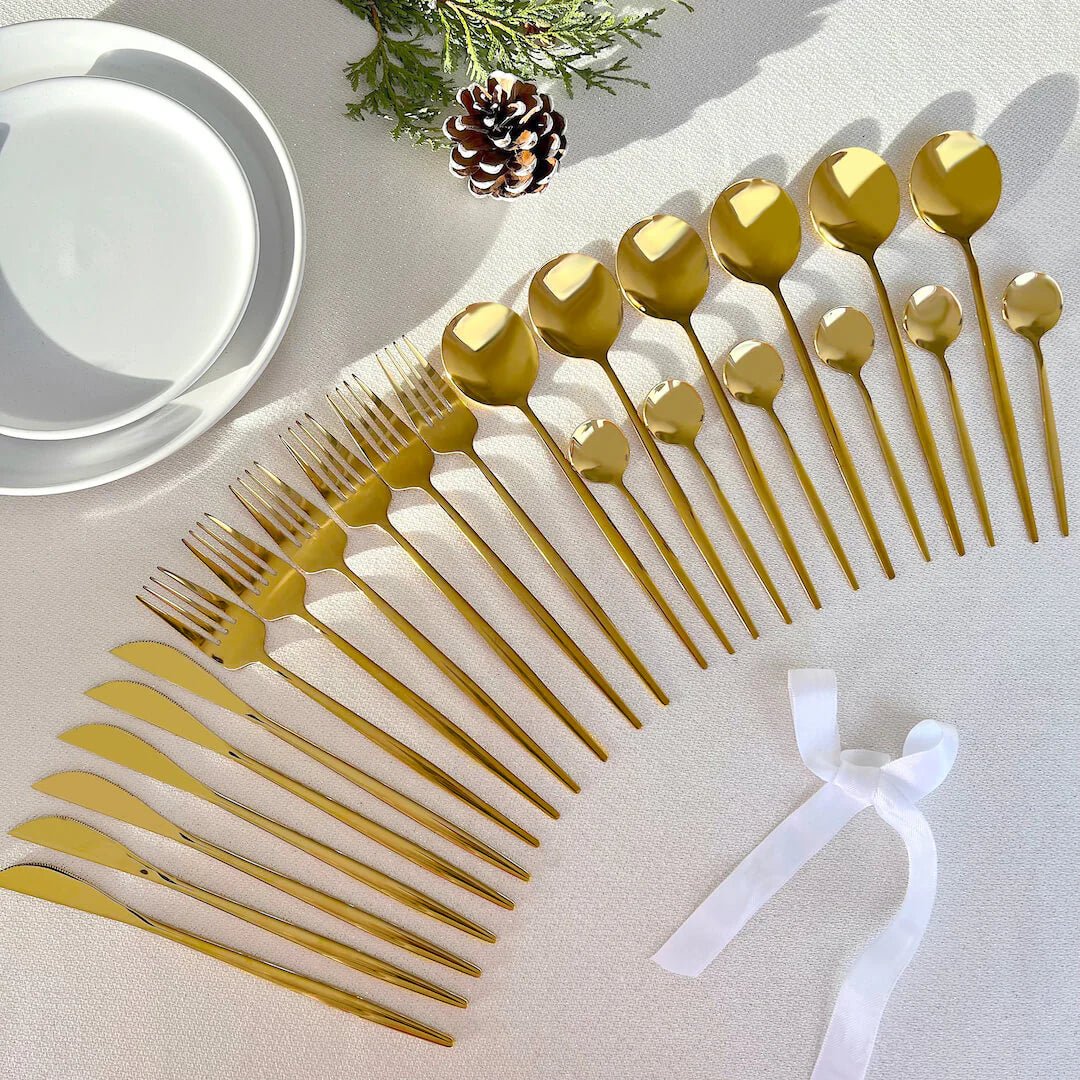 Sleek Golden Flatware 24 pc Set