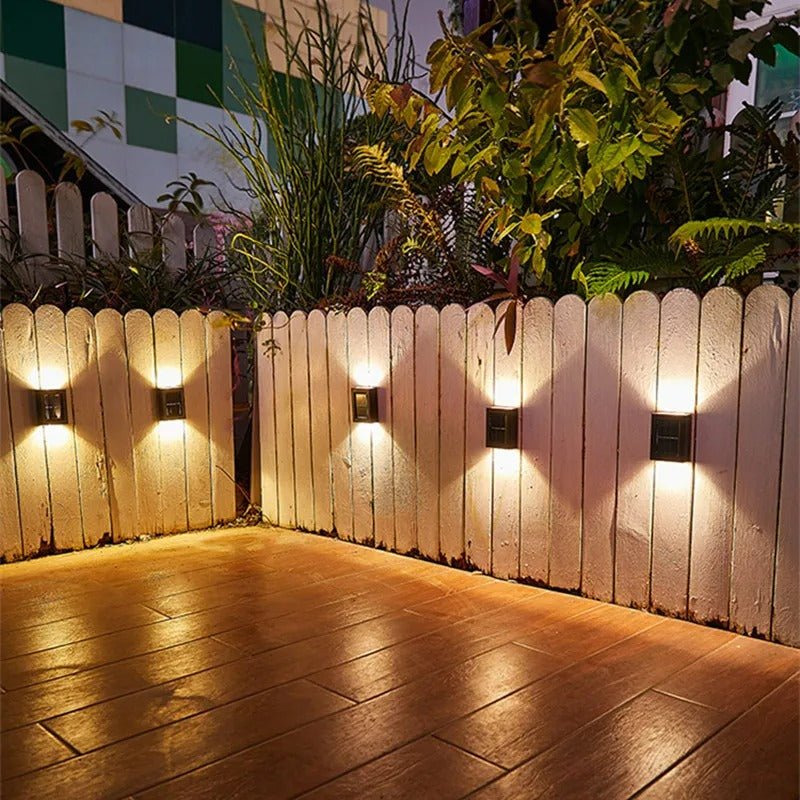 Solar Panel Powered LED Wall Lights for Outdoor