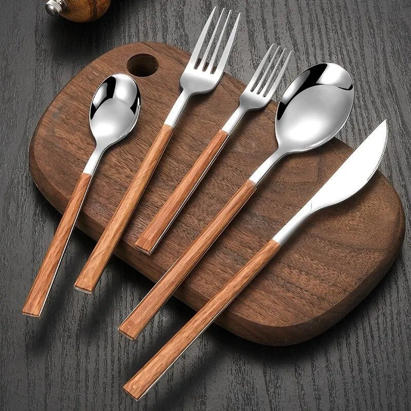 Stainless Steel Cutlery Set with Wood Handle
