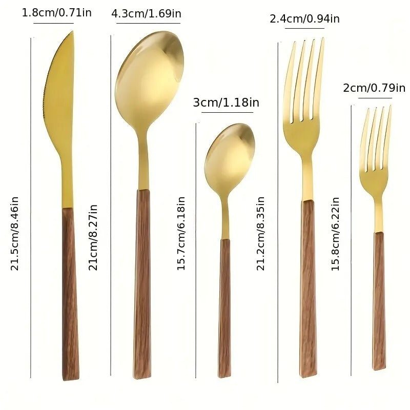 Stainless Steel Cutlery Set with Wood Handle