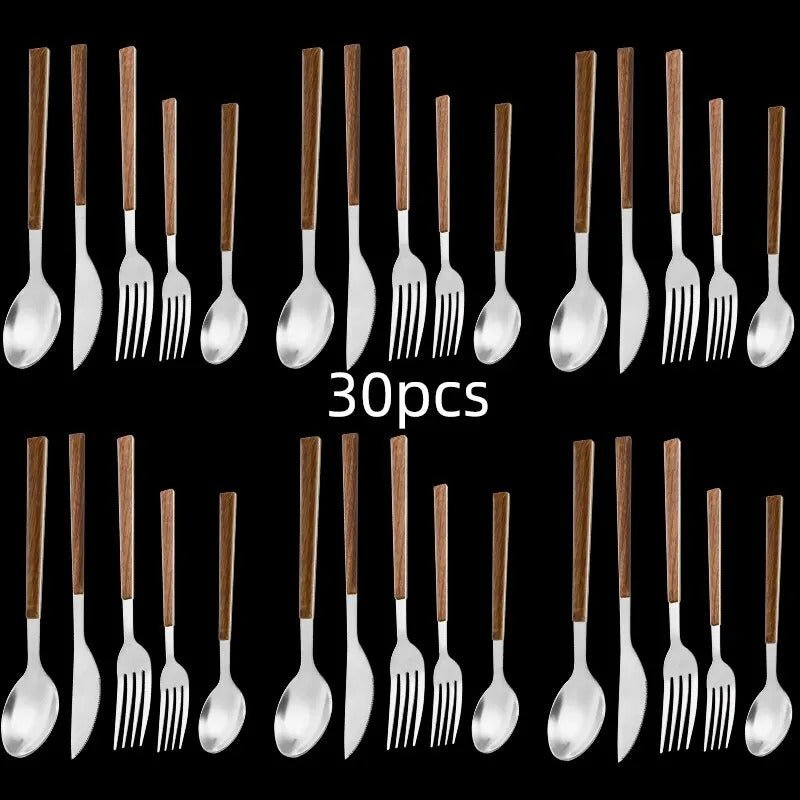 Stainless Steel Cutlery Set with Wood Handle
