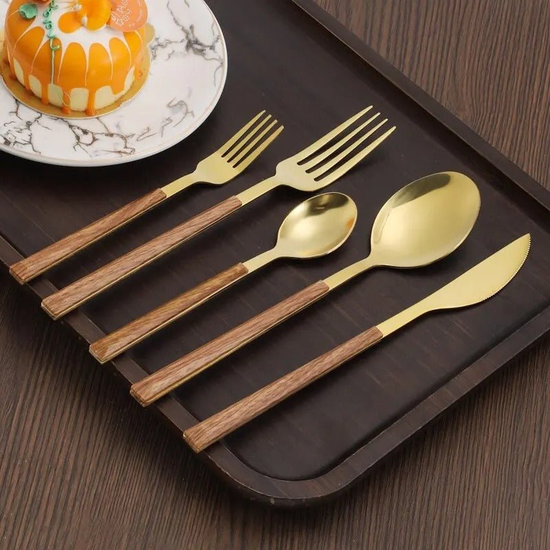 Stainless Steel Cutlery Set with Wood Handle