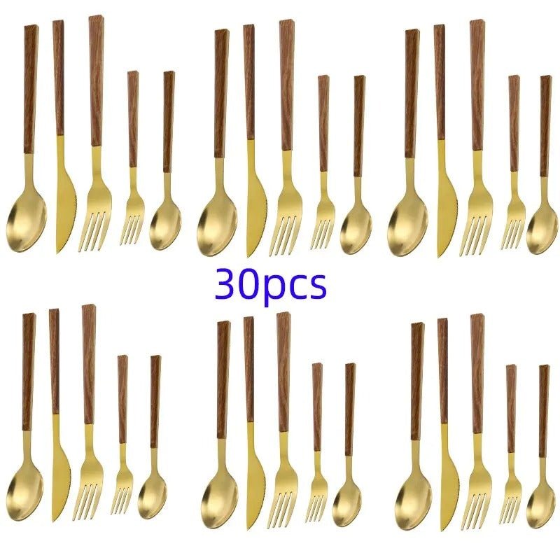 Stainless Steel Cutlery Set with Wood Handle