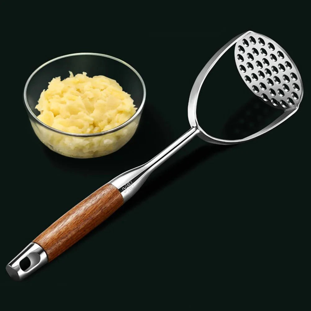 Stainless Steel Potato Masher with Wooden Handles