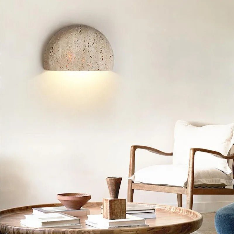 StoneLamp - Wabi Sabi Natural Travertine Wall Lamp